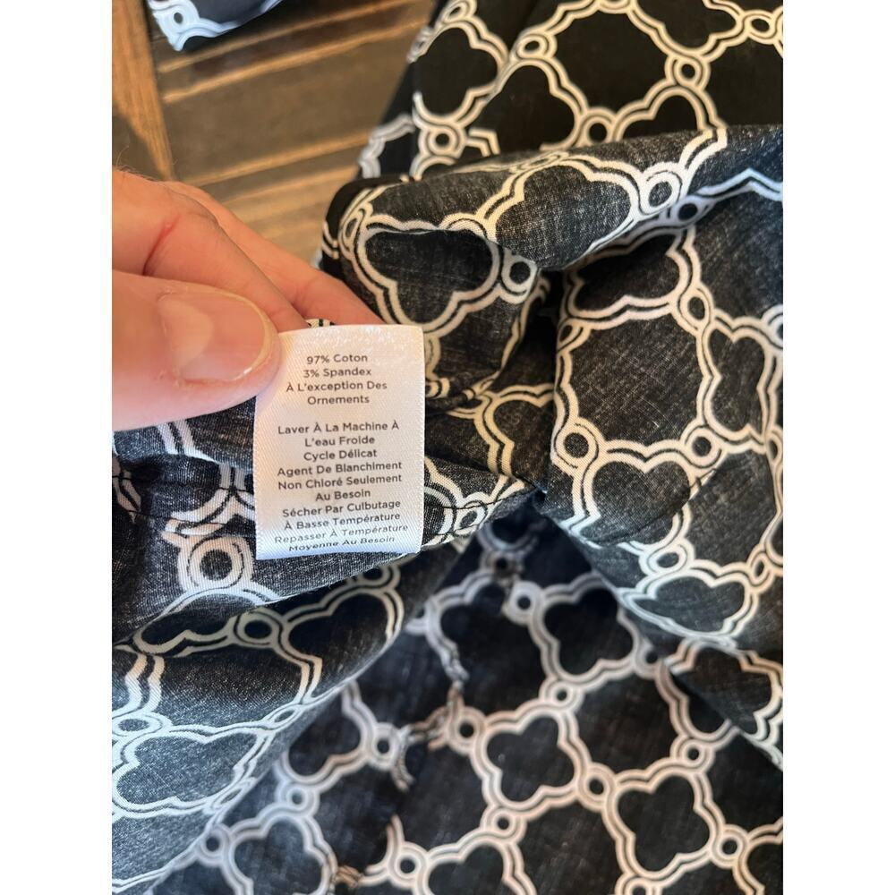 Talbots Woman Top Blouse 22W Plus Black White Short Sleeve Non Iron Geometric - Picture 8 of 9